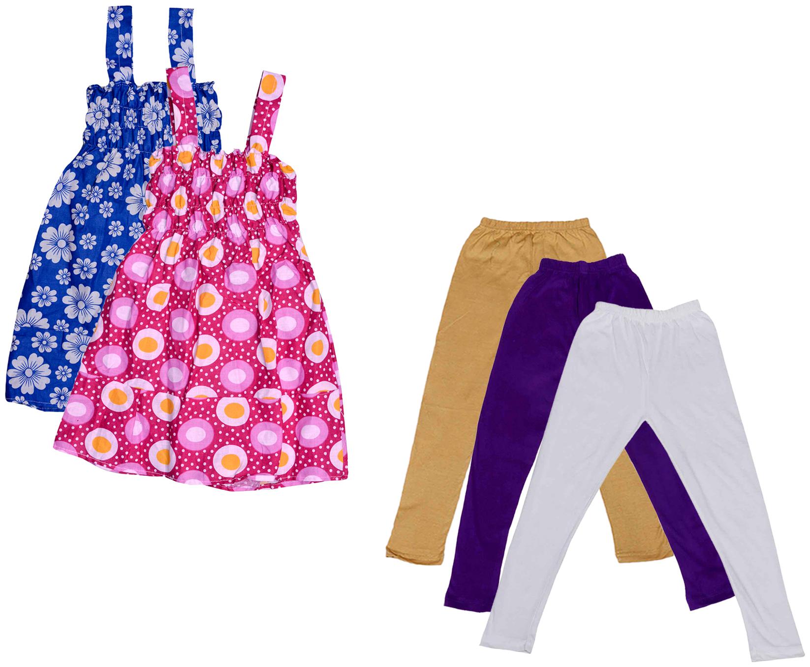 

Indiweaves Girl Cotton Top Bottom Set - Multi