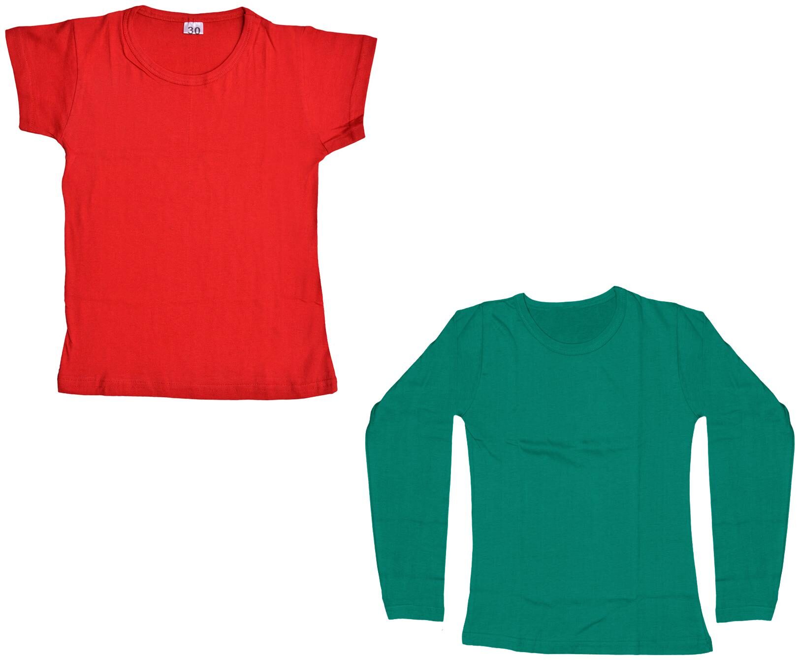 

Indiweaves Girl Cotton Solid T shirt - Green