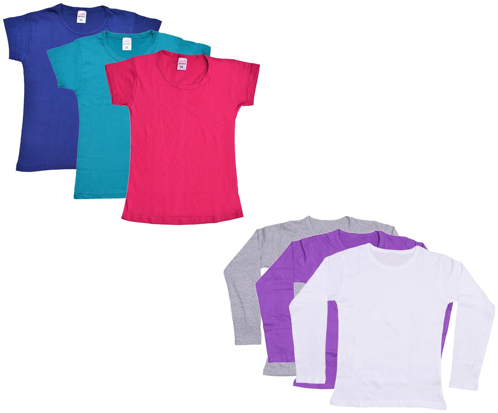 

Indiweaves Girl Cotton Solid T shirt - Multi