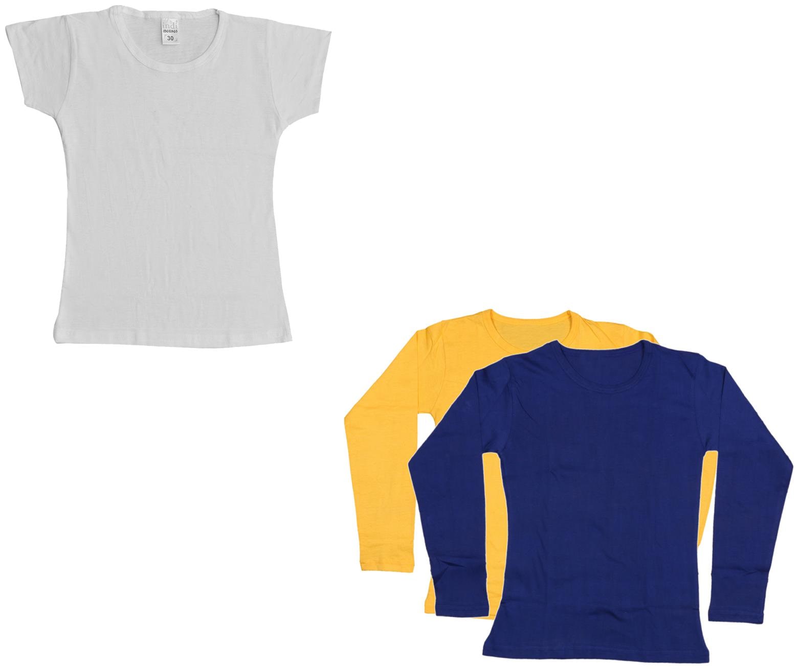 

Indiweaves Girl Cotton Solid T shirt - Multi