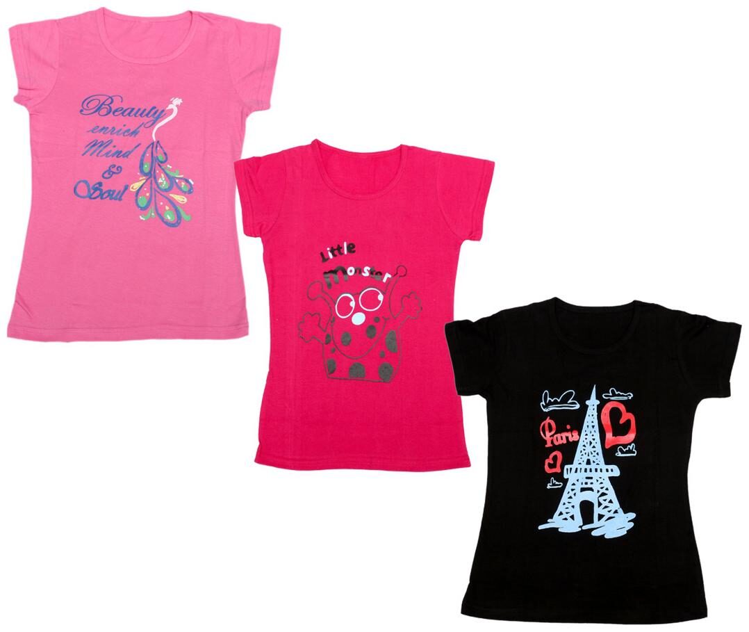 

Indiweaves Girl Cotton Printed T shirt - Multi