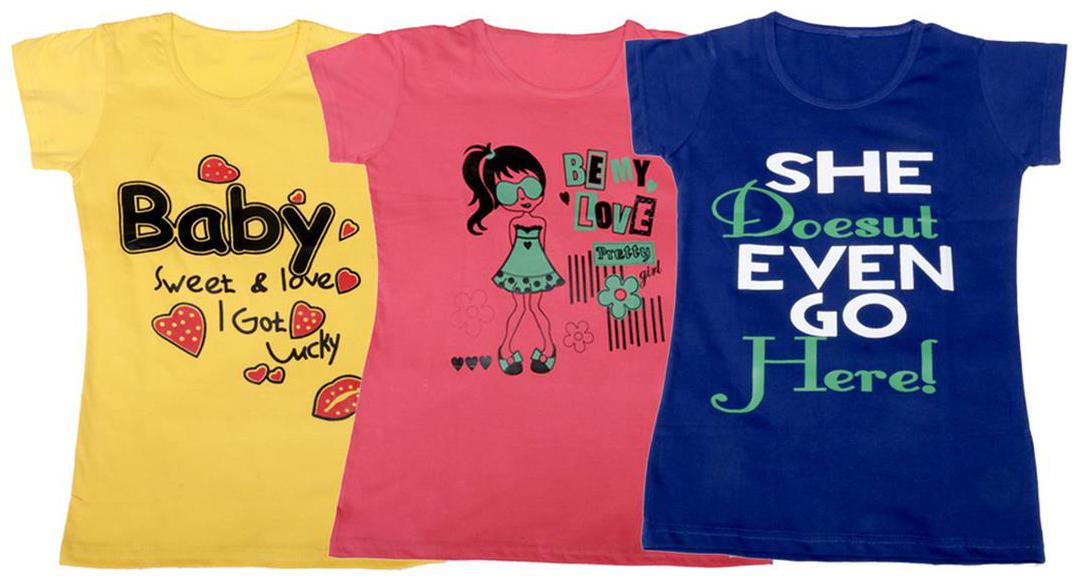 

Indiweaves Girl Cotton Printed T shirt - Multi