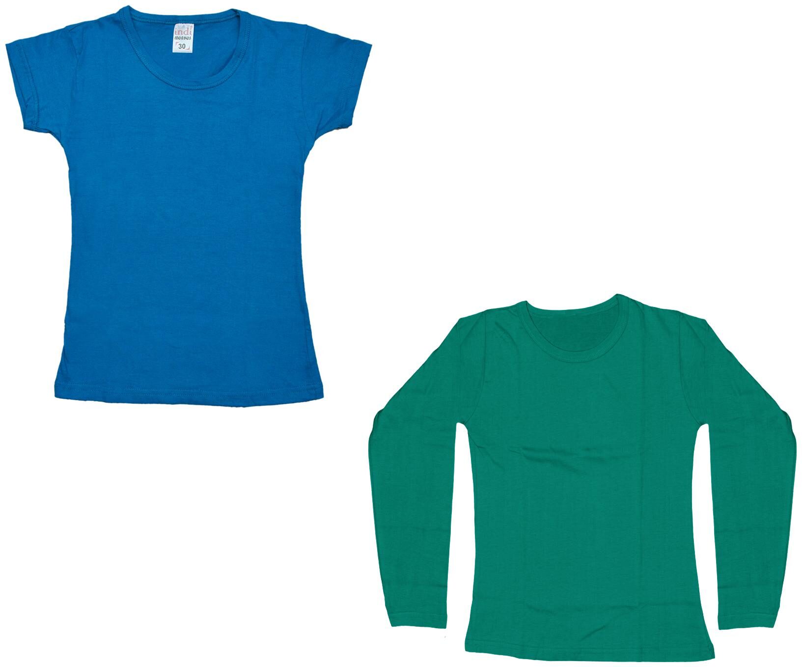 

Indiweaves Girl Cotton Solid T shirt - Green