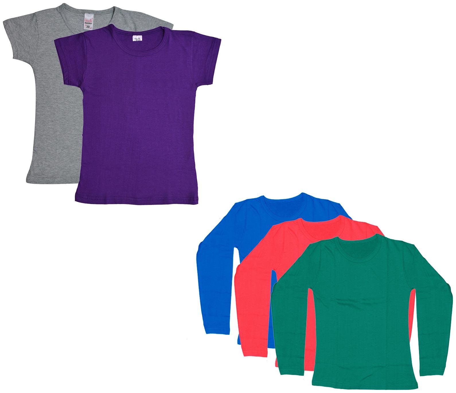 

Indiweaves Girl Cotton Solid T shirt - Multi