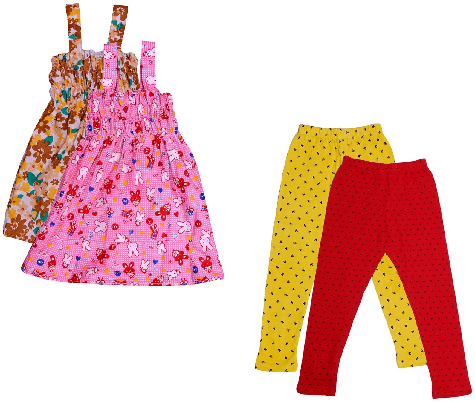 

Indiweaves Girl Cotton Top Bottom Set - Multi