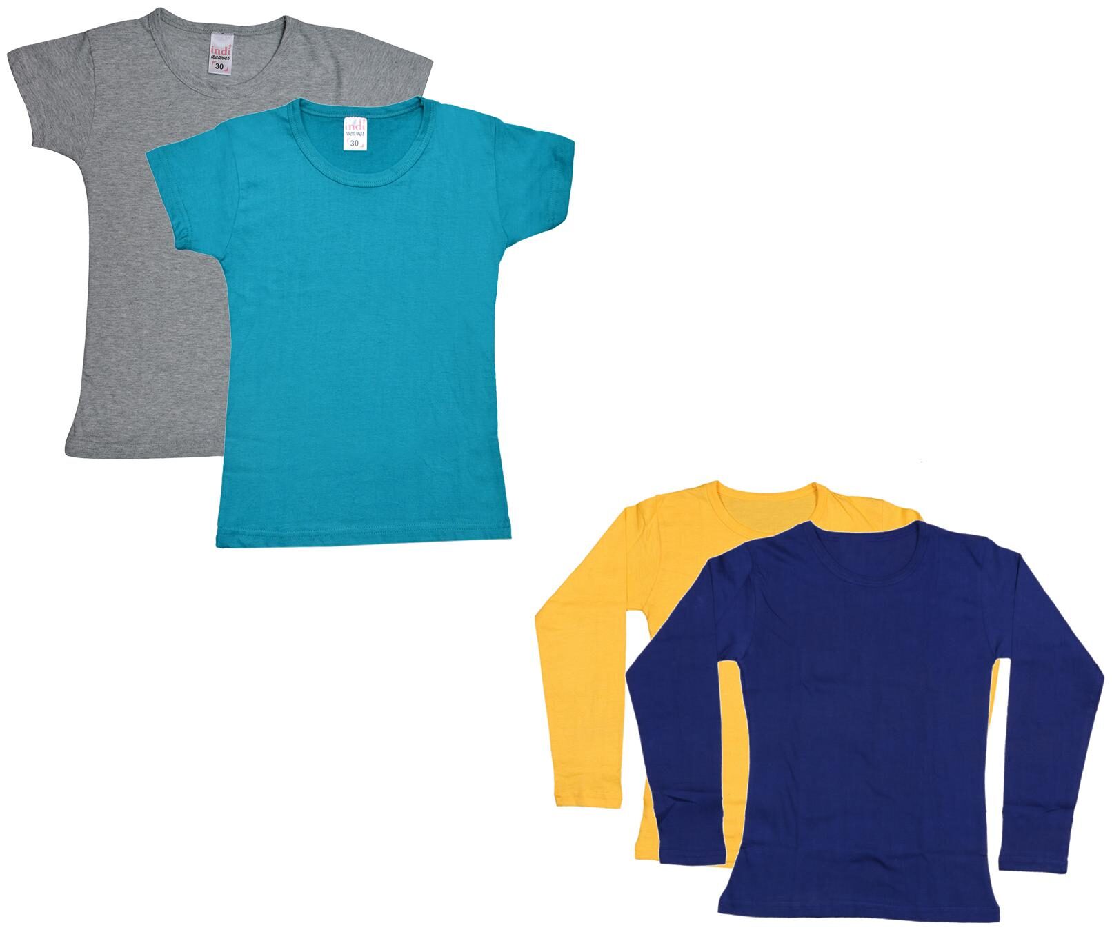 

Indiweaves Girl Cotton Solid T shirt - Multi