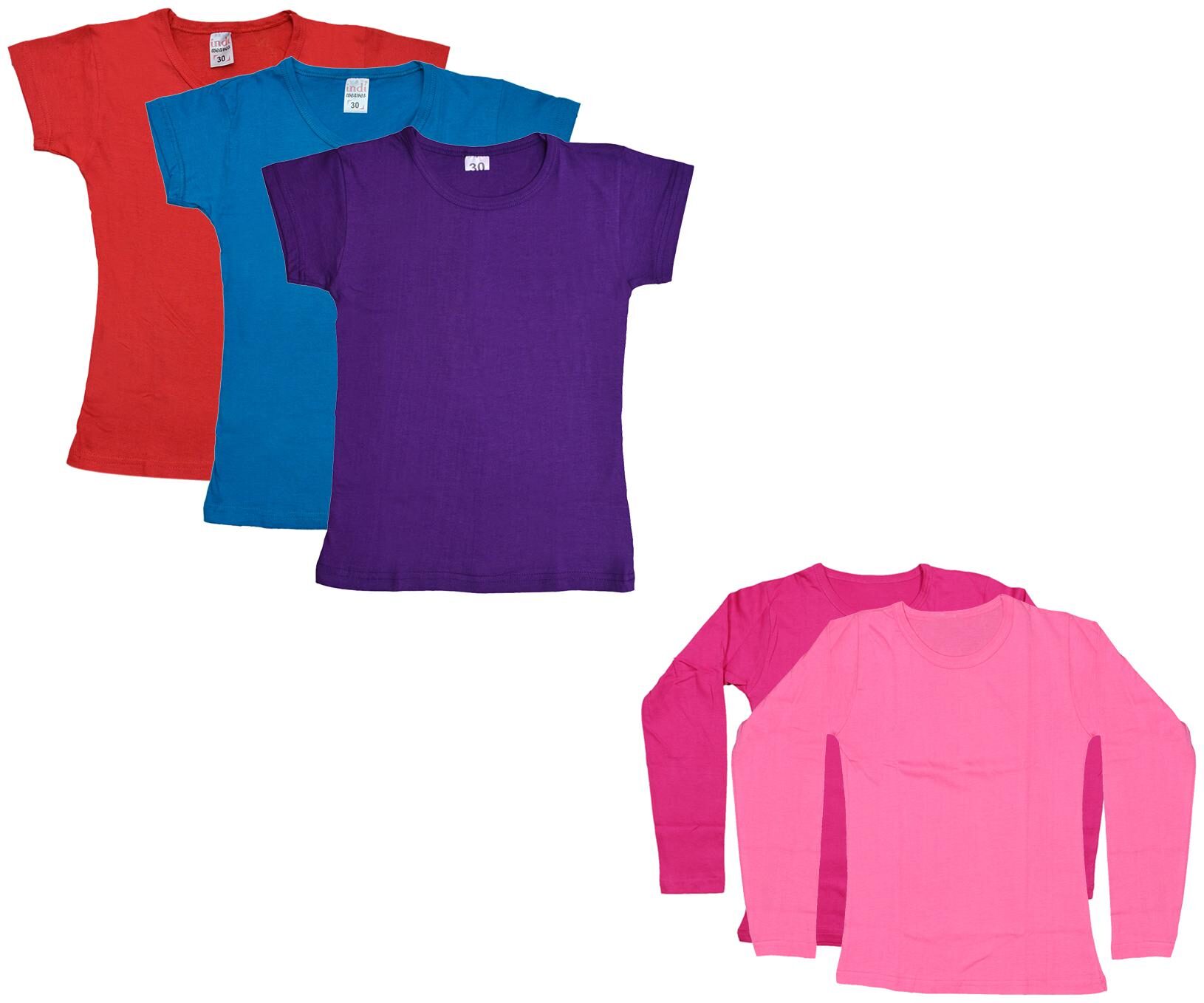 

Indiweaves Girl Cotton Solid T shirt - Multi