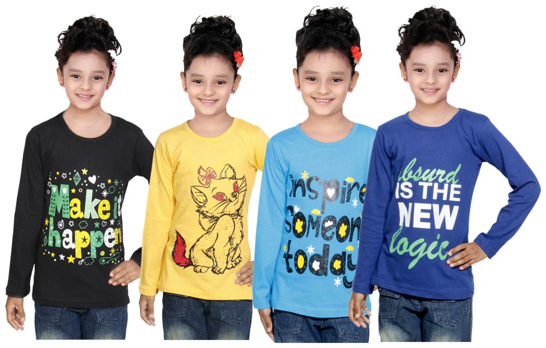 

Indiweaves Girl Cotton Solid Top - Multi