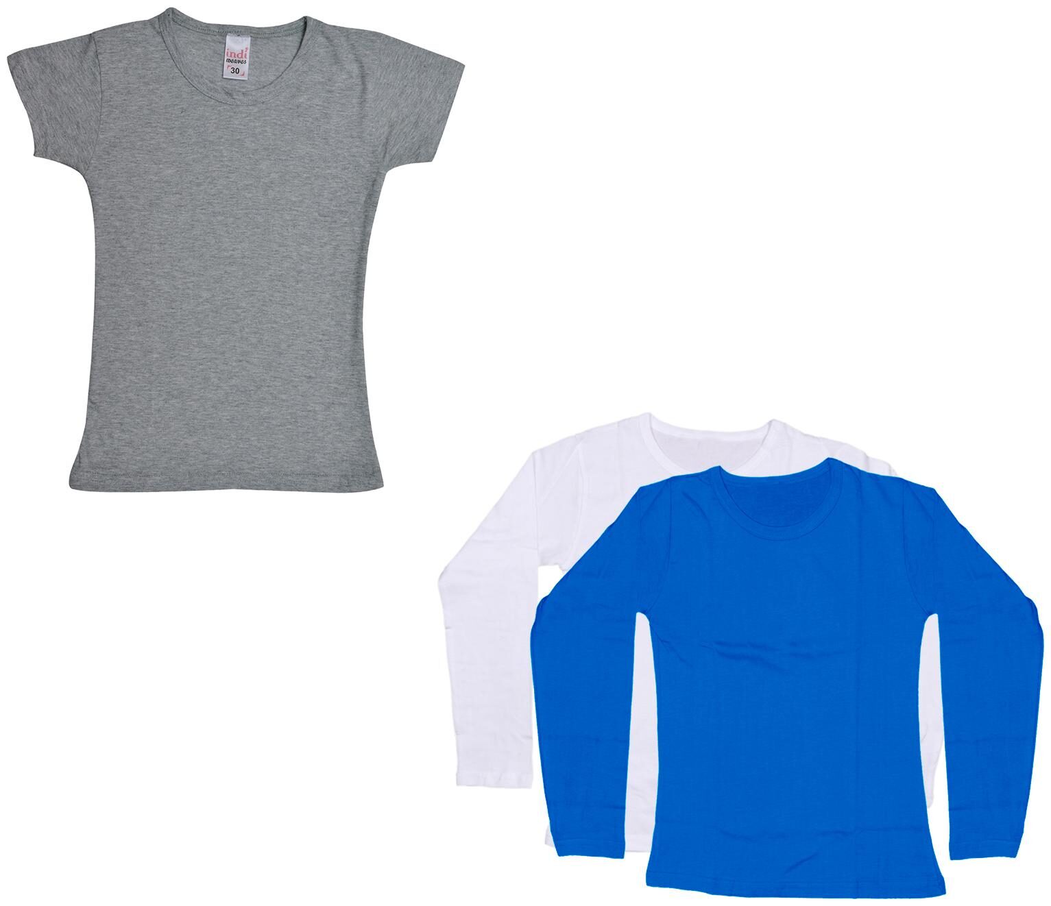 

Indiweaves Girl Cotton Solid T shirt - Multi