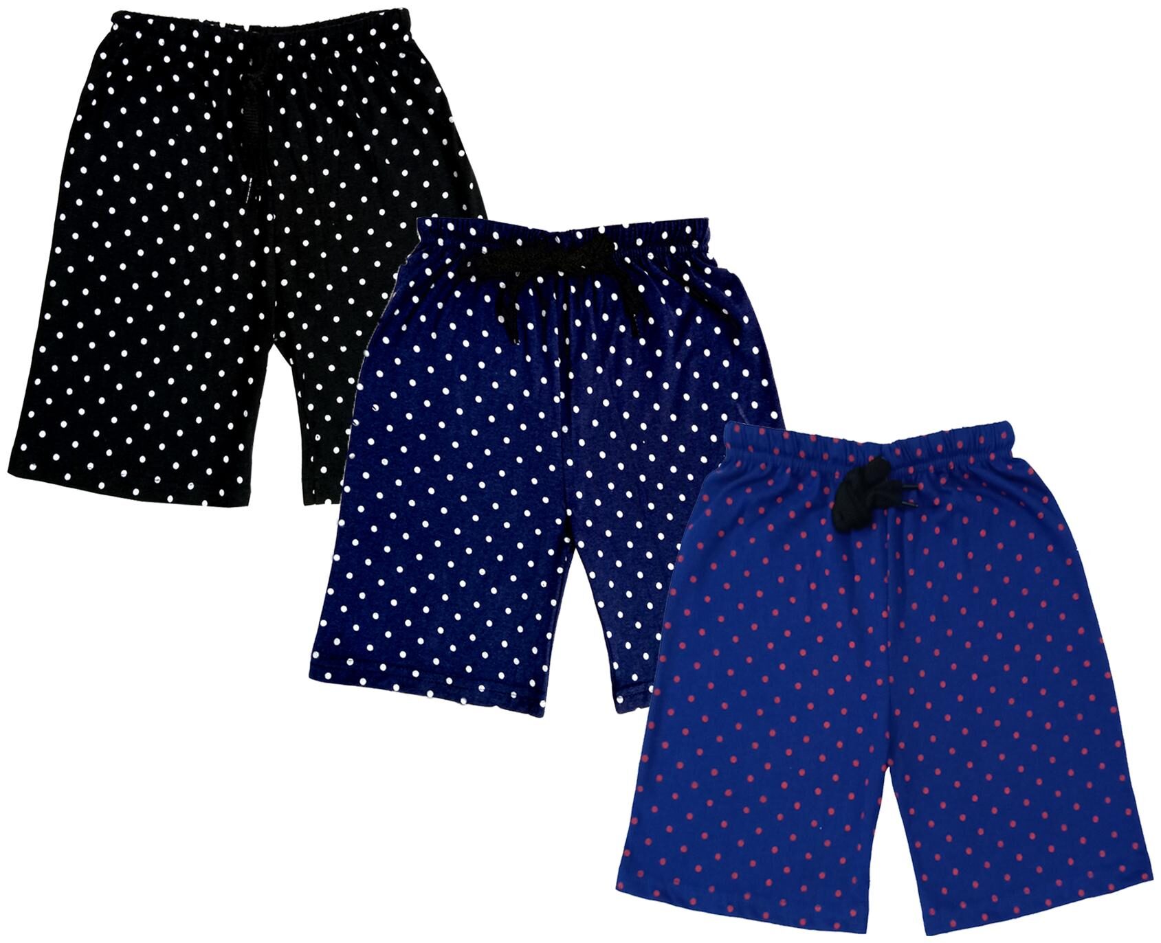 

IndiWeaves Girls Cotton Polka Dots Relaxed Fit Shorts (Pack of 3)