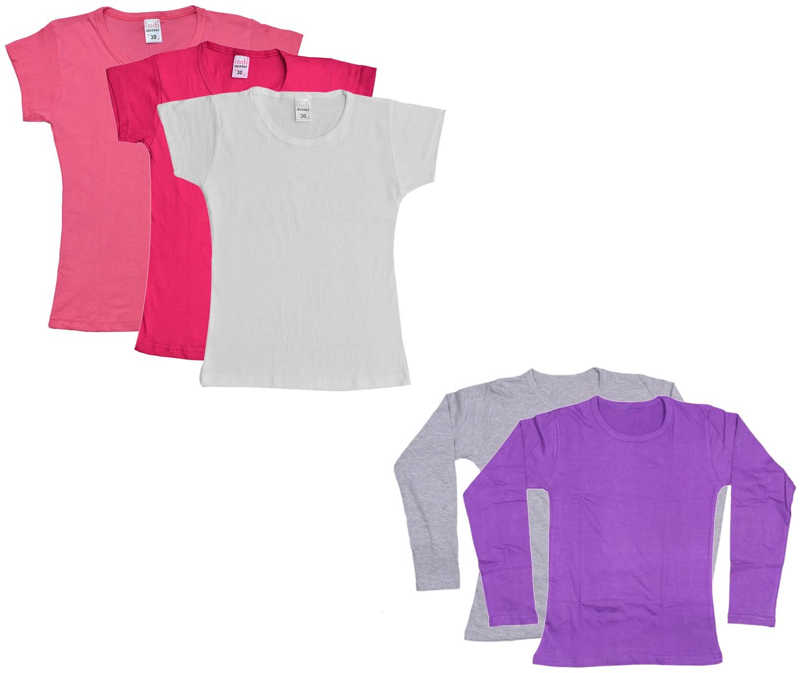 

Indiweaves Girl Cotton Solid T shirt - Multi