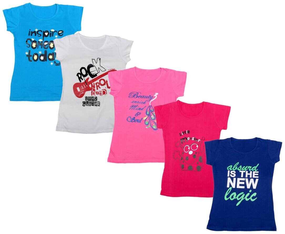 

Indiweaves Girl Cotton Printed T shirt - Multi