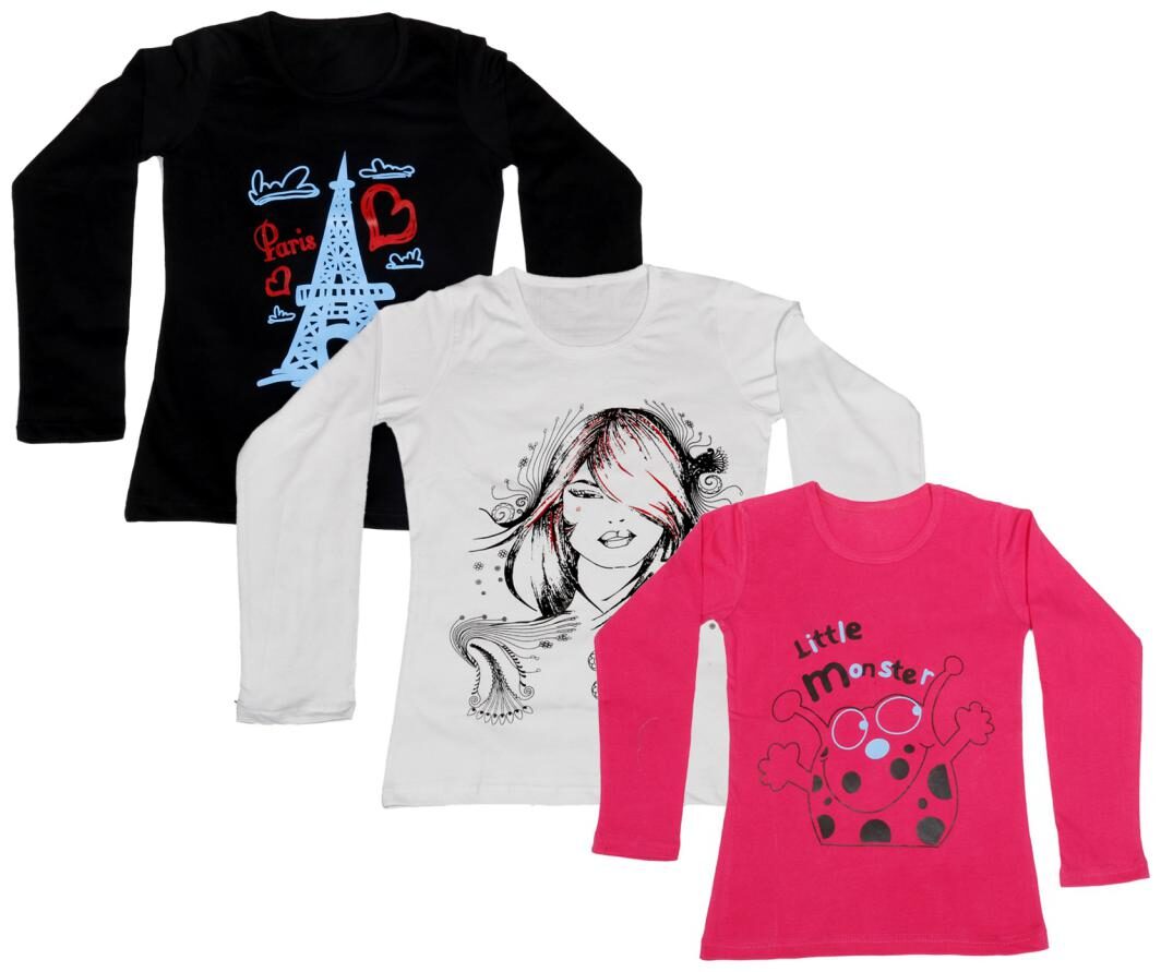 

Indiweaves Girl Cotton Printed T shirt - Multi