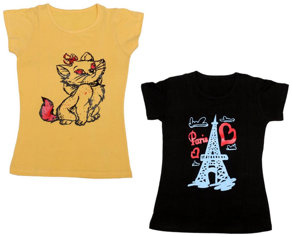 

Indiweaves Girl Cotton Printed T shirt - Multi