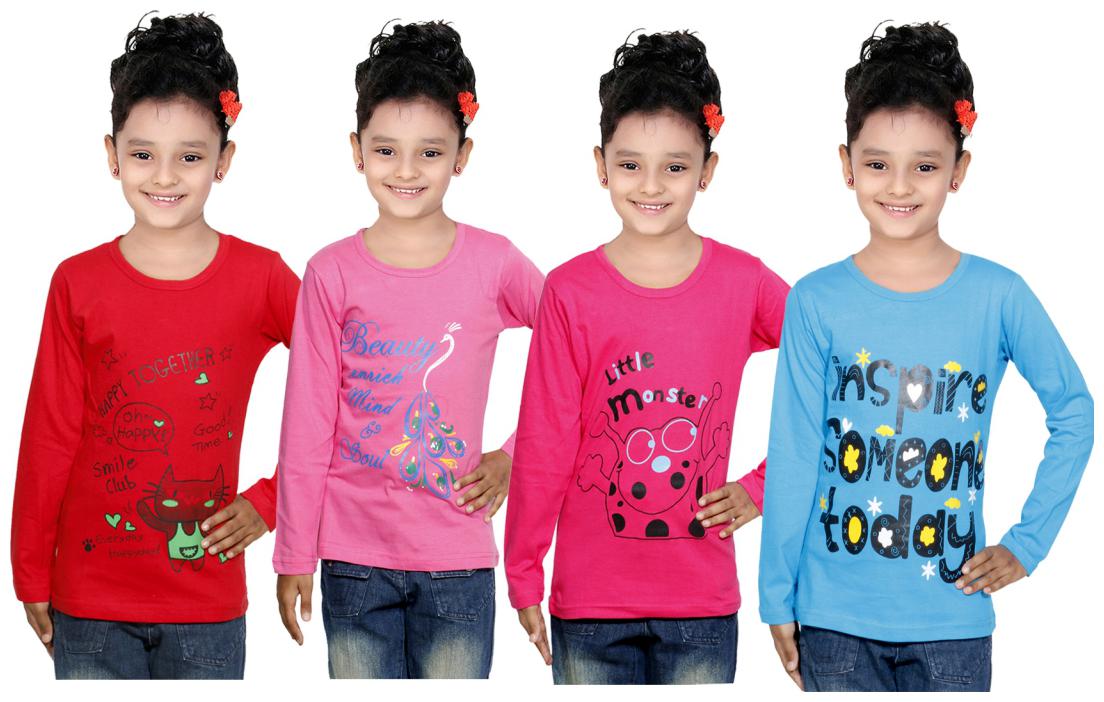 

Indiweaves Girl Cotton Solid Top - Multi