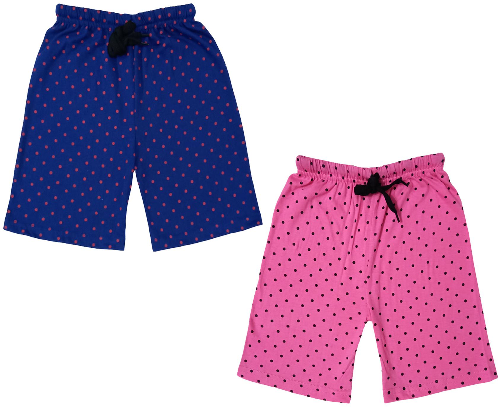 

IndiWeaves Girls Cotton Polka Dots Relaxed Fit Shorts (Pack of 2)