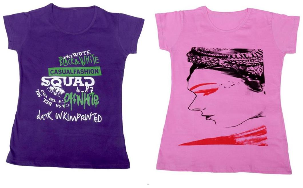 

Indiweaves Girl Cotton Solid T shirt - Multi