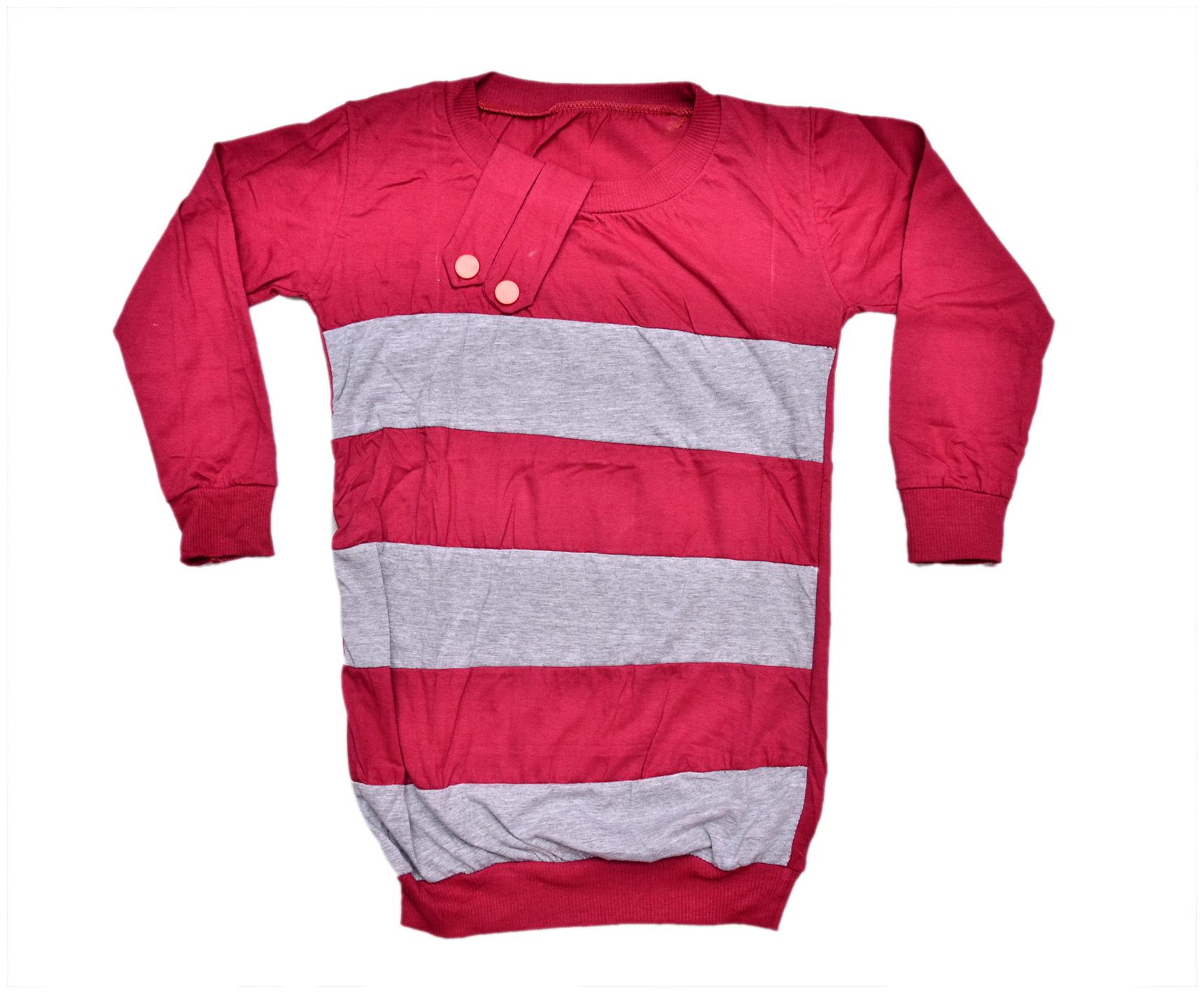 

Indiweaves Girl Cotton Printed Top - Red Grey
