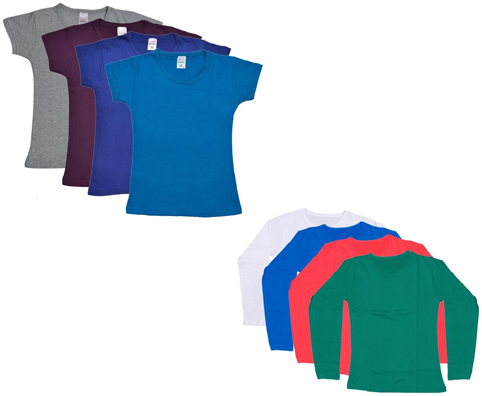 

Indiweaves Girl Cotton Solid T shirt - Multi