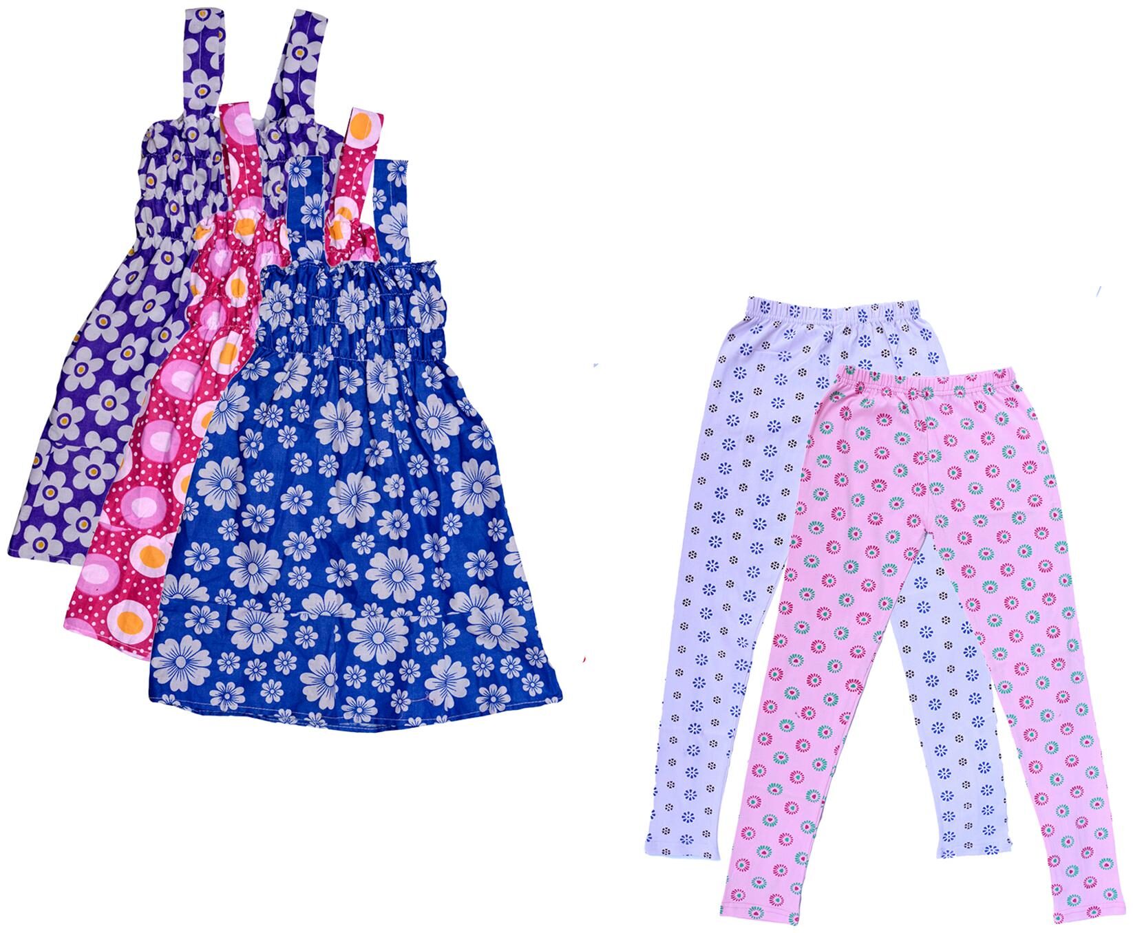 

Indiweaves Girl Cotton Top Bottom Set - Multi