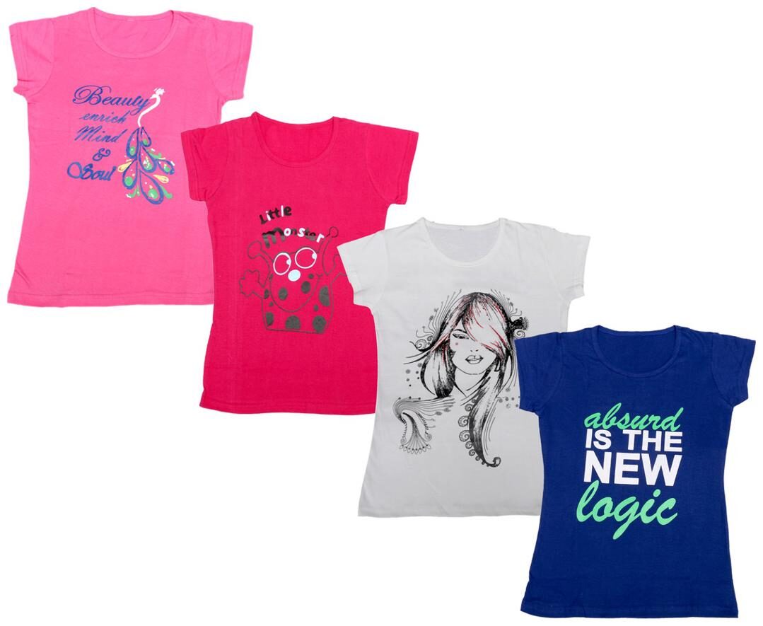 

Indiweaves Girl Cotton Printed T shirt - Multi