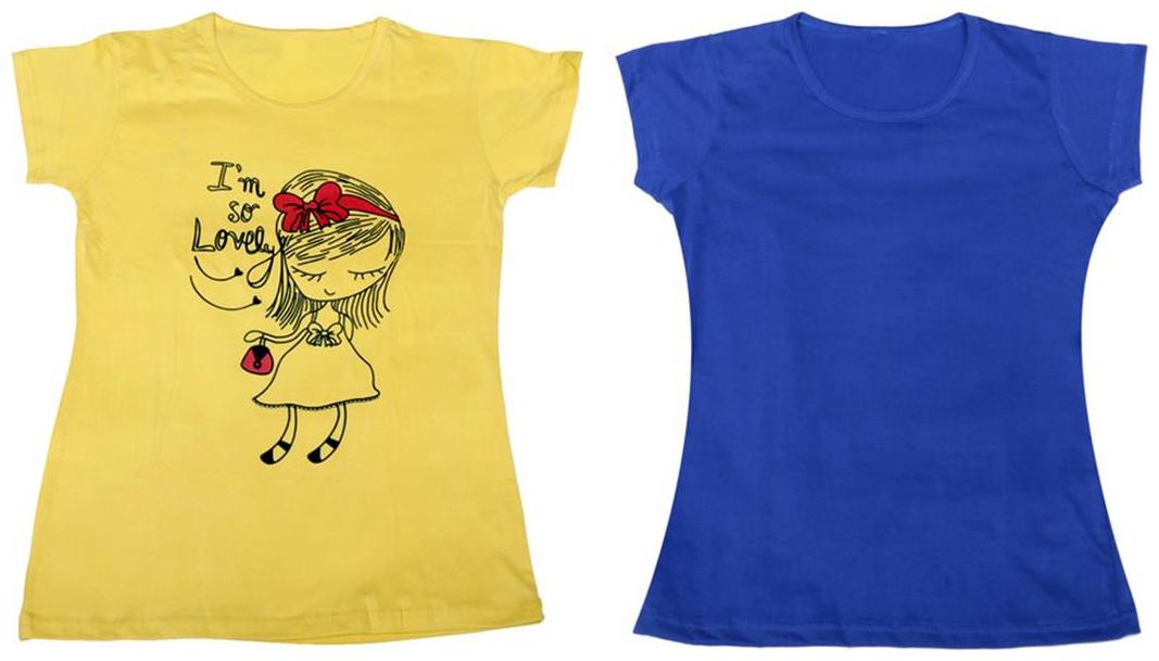 

Indiweaves Girl Cotton Solid T shirt - Multi