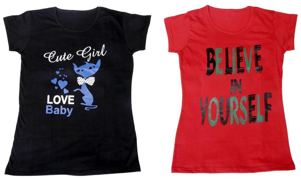 

Indiweaves Girl Cotton Solid T shirt - Multi