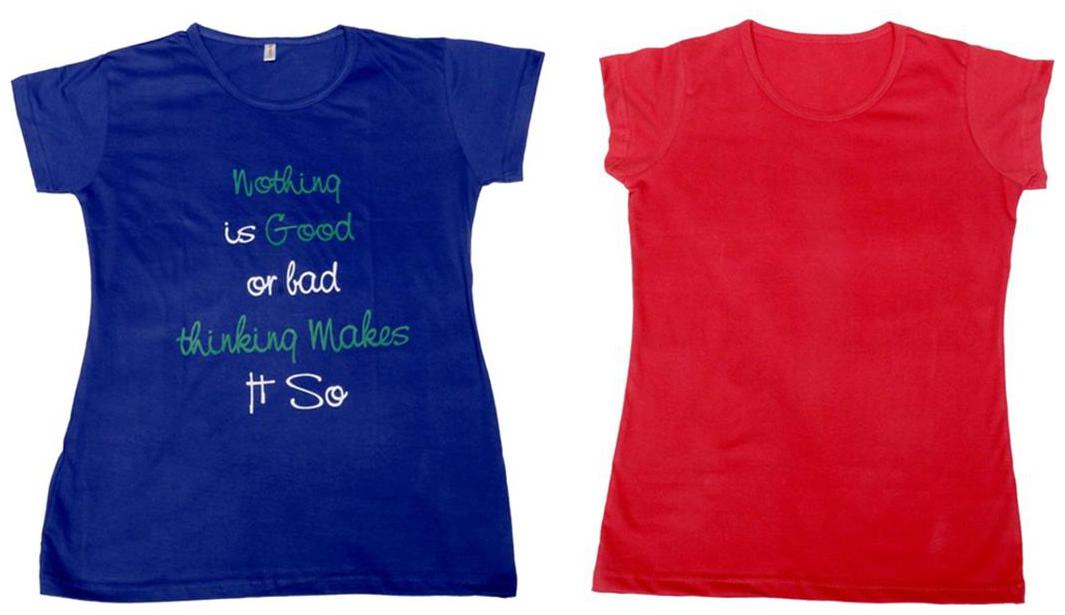 

Indiweaves Girl Cotton Solid T shirt - Multi