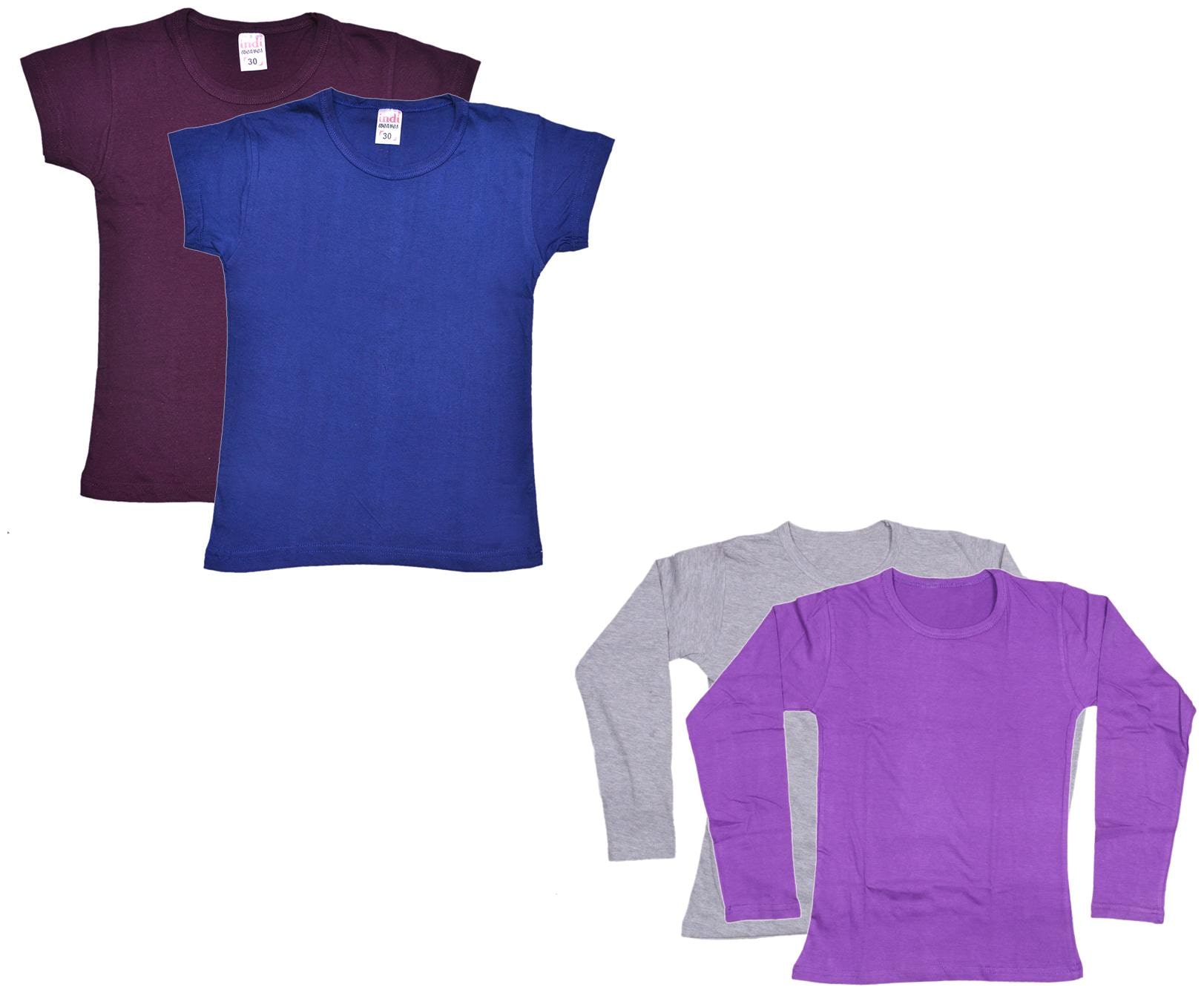 

Indiweaves Girl Cotton Solid T shirt - Multi