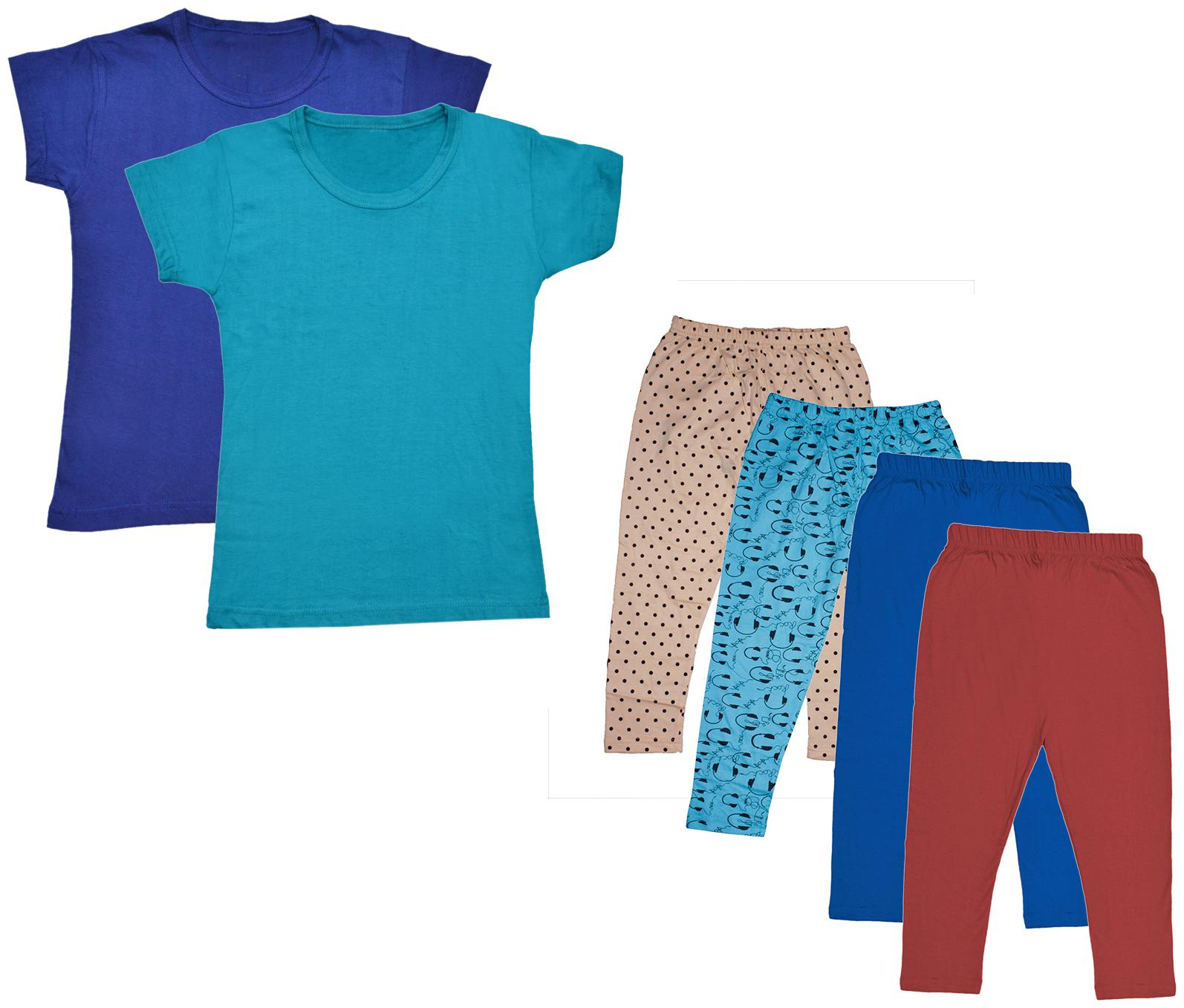 

Indiweaves Girl Cotton Top Bottom Set - Multi