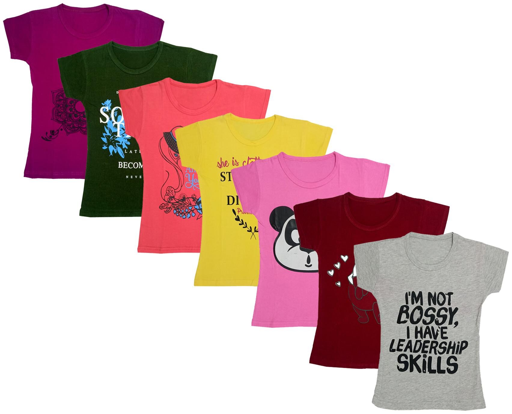 

Indiweaves Girl Cotton Printed T shirt - Multi