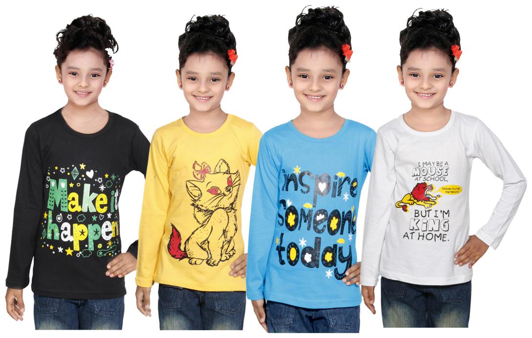 

Indiweaves Girl Cotton Solid Top - Multi