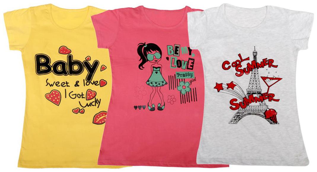 

Indiweaves Girl Cotton Solid T shirt - Multi
