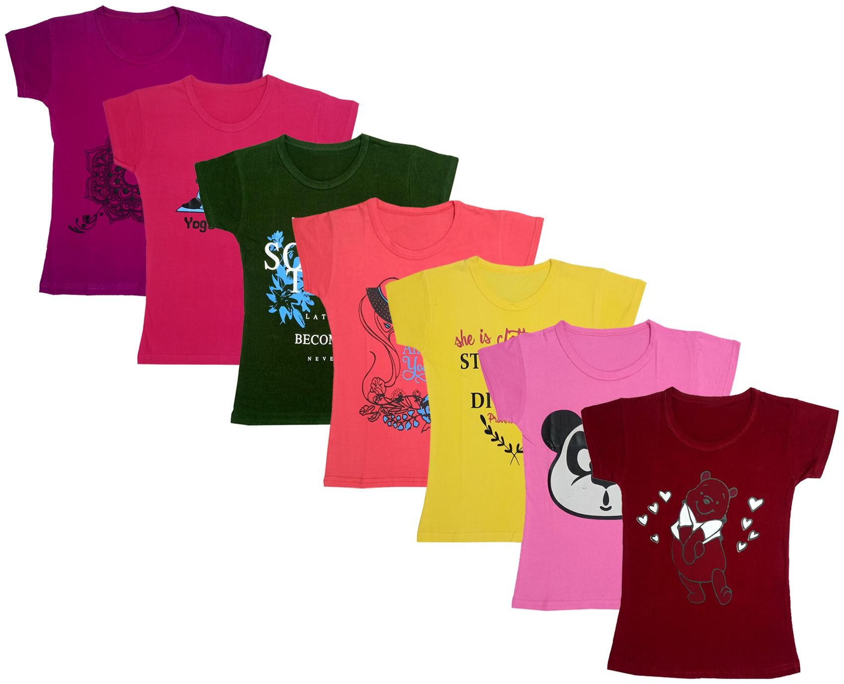 

Indiweaves Girl Cotton Printed T shirt - Multi