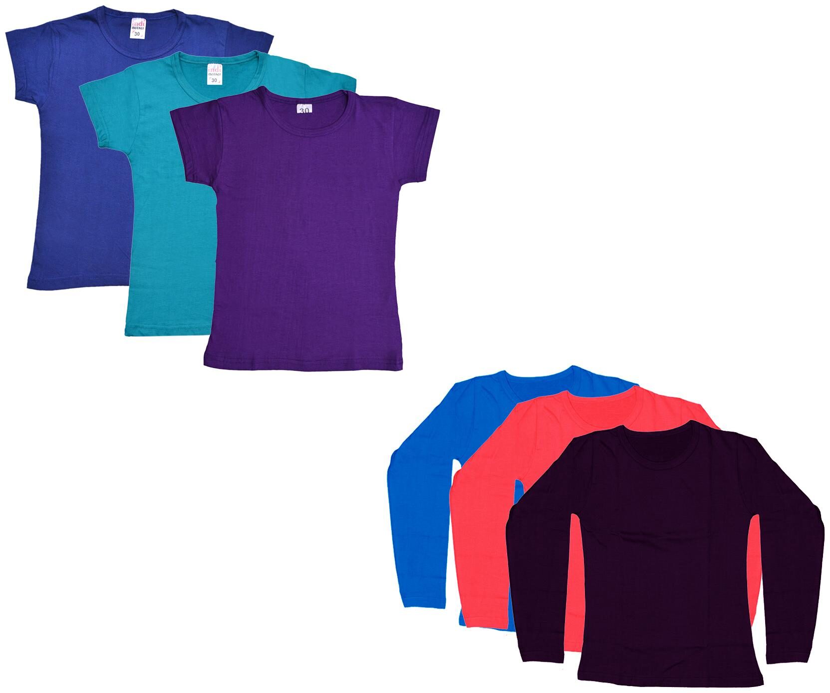 

Indiweaves Girl Cotton Solid T shirt - Multi