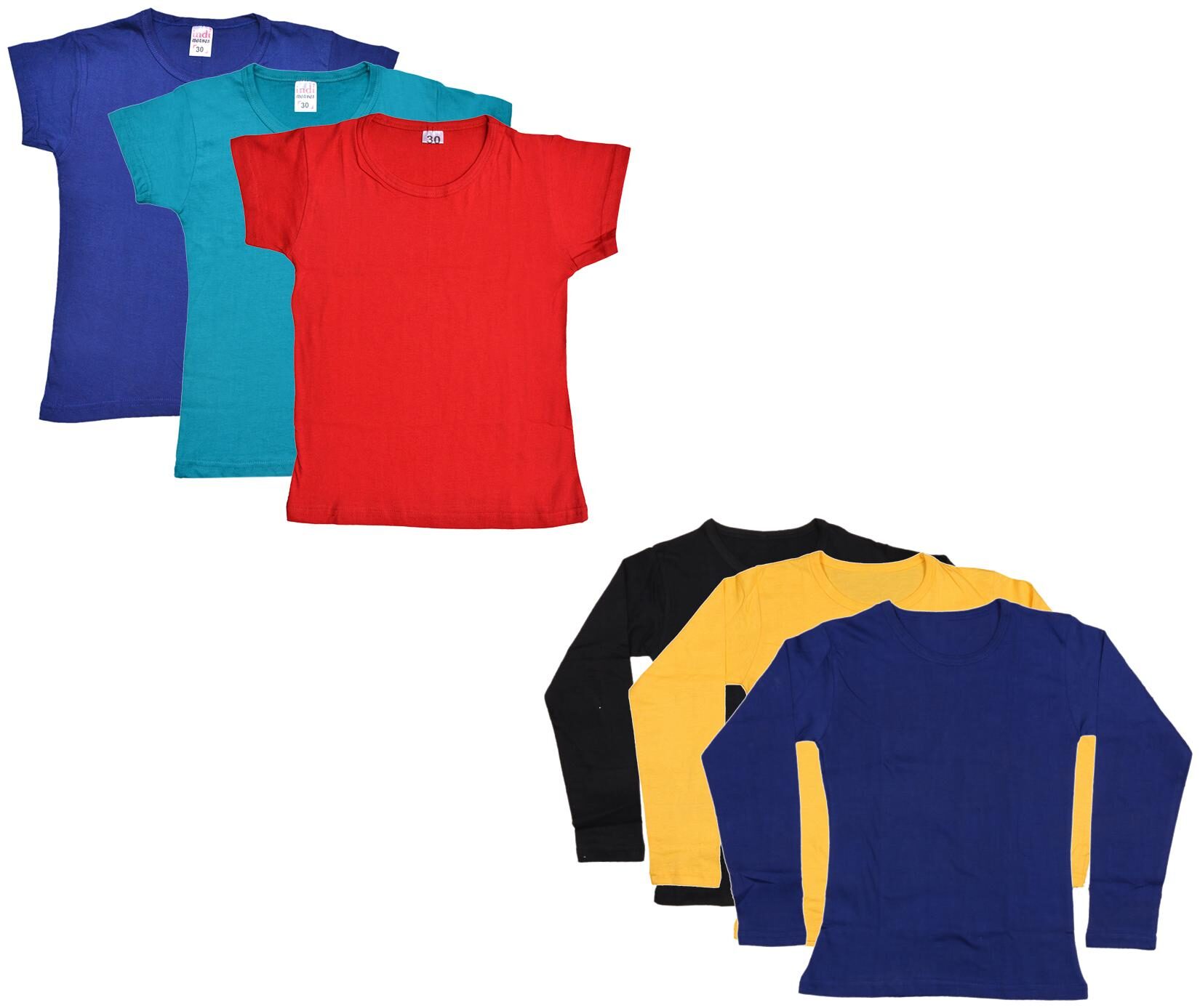 

Indiweaves Girl Cotton Solid T shirt - Multi