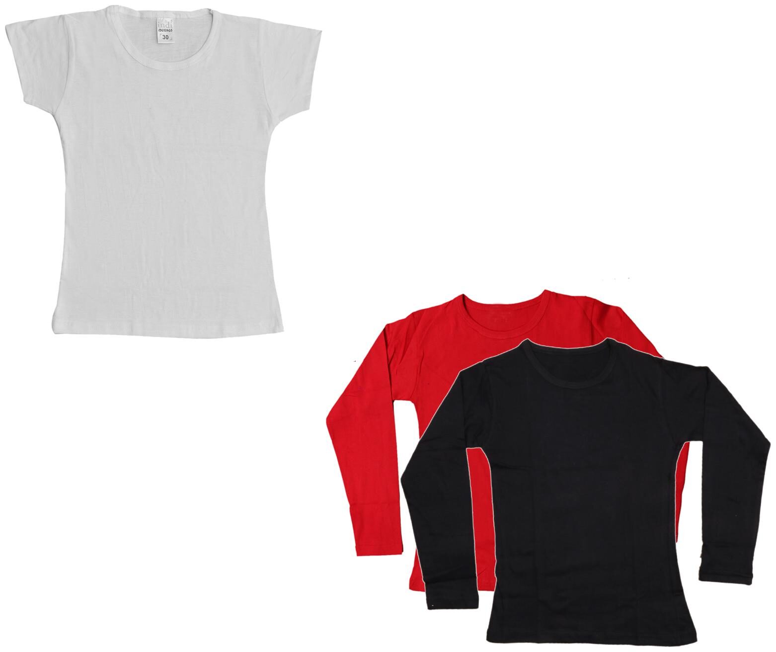 

Indiweaves Girl Cotton Solid T shirt - Multi