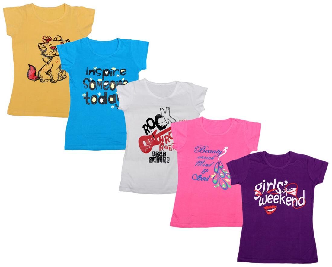 

Indiweaves Girl Cotton Printed T shirt - Multi