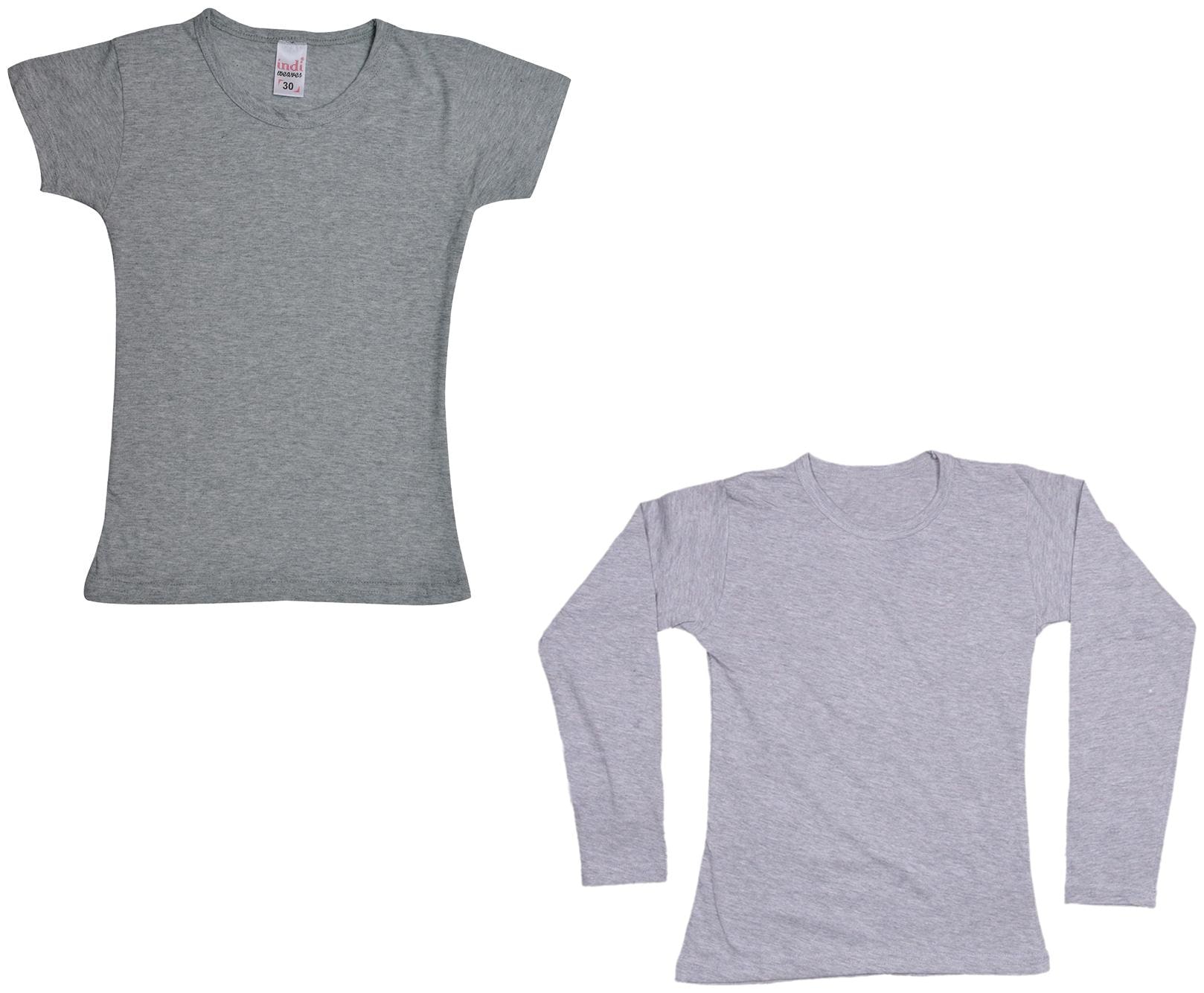 

Indiweaves Girl Cotton Solid T shirt - Multi