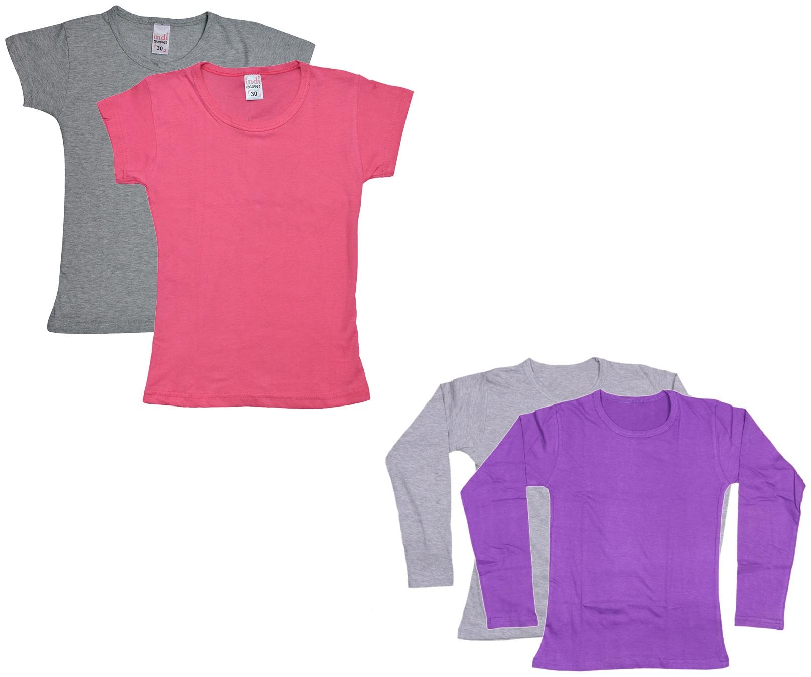 

Indiweaves Girl Cotton Solid T shirt - Multi