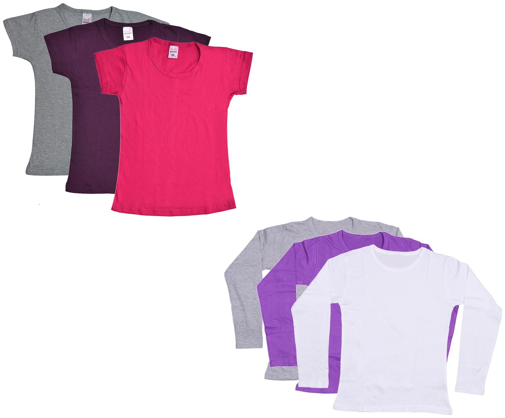 

Indiweaves Girl Cotton Solid T shirt - Multi