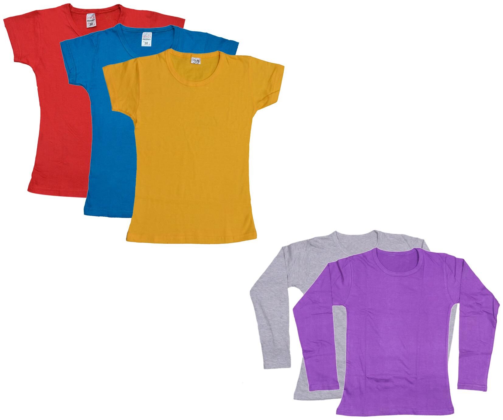 

Indiweaves Girl Cotton Solid T shirt - Multi