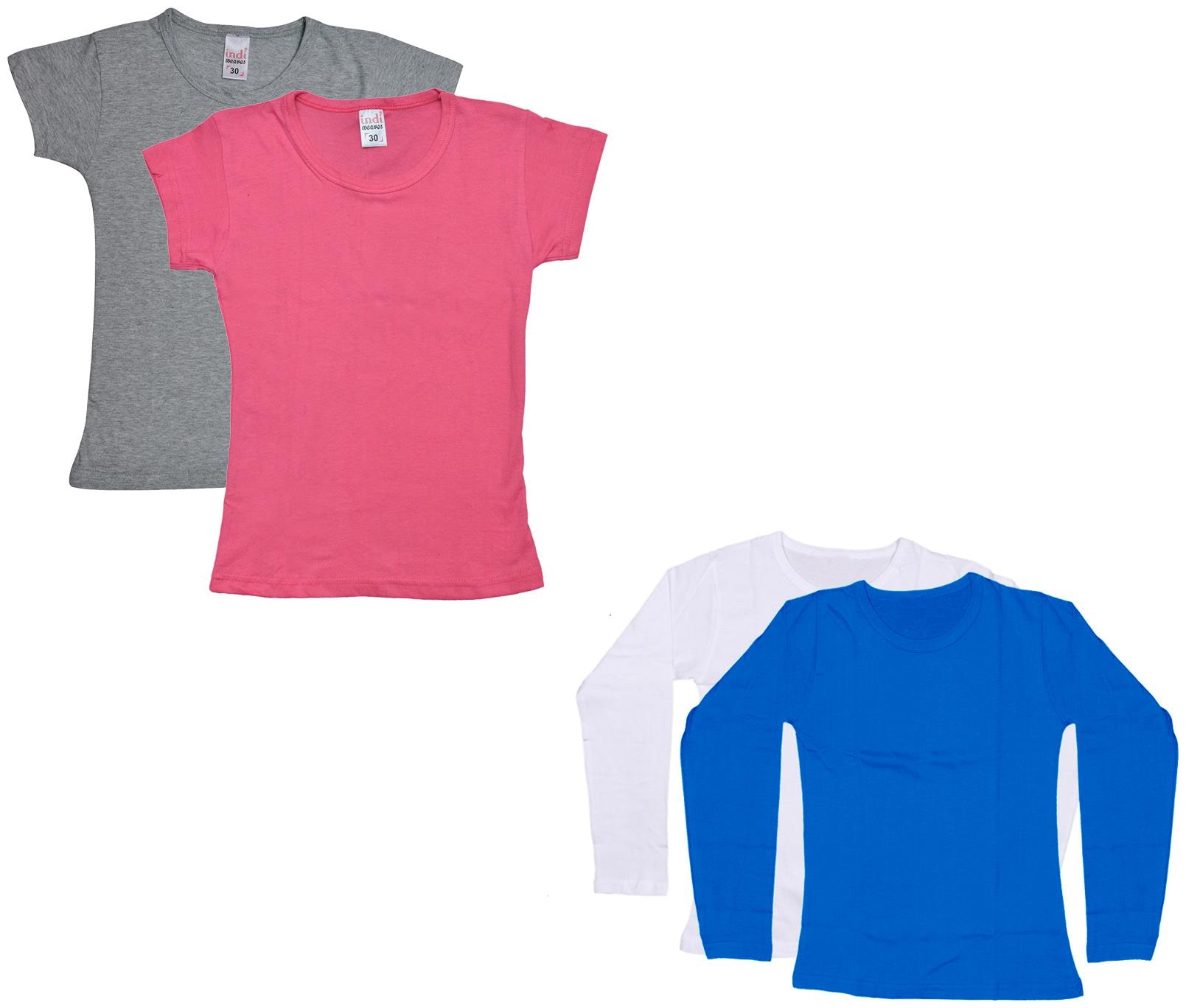 

Indiweaves Girl Cotton Solid T shirt - Multi