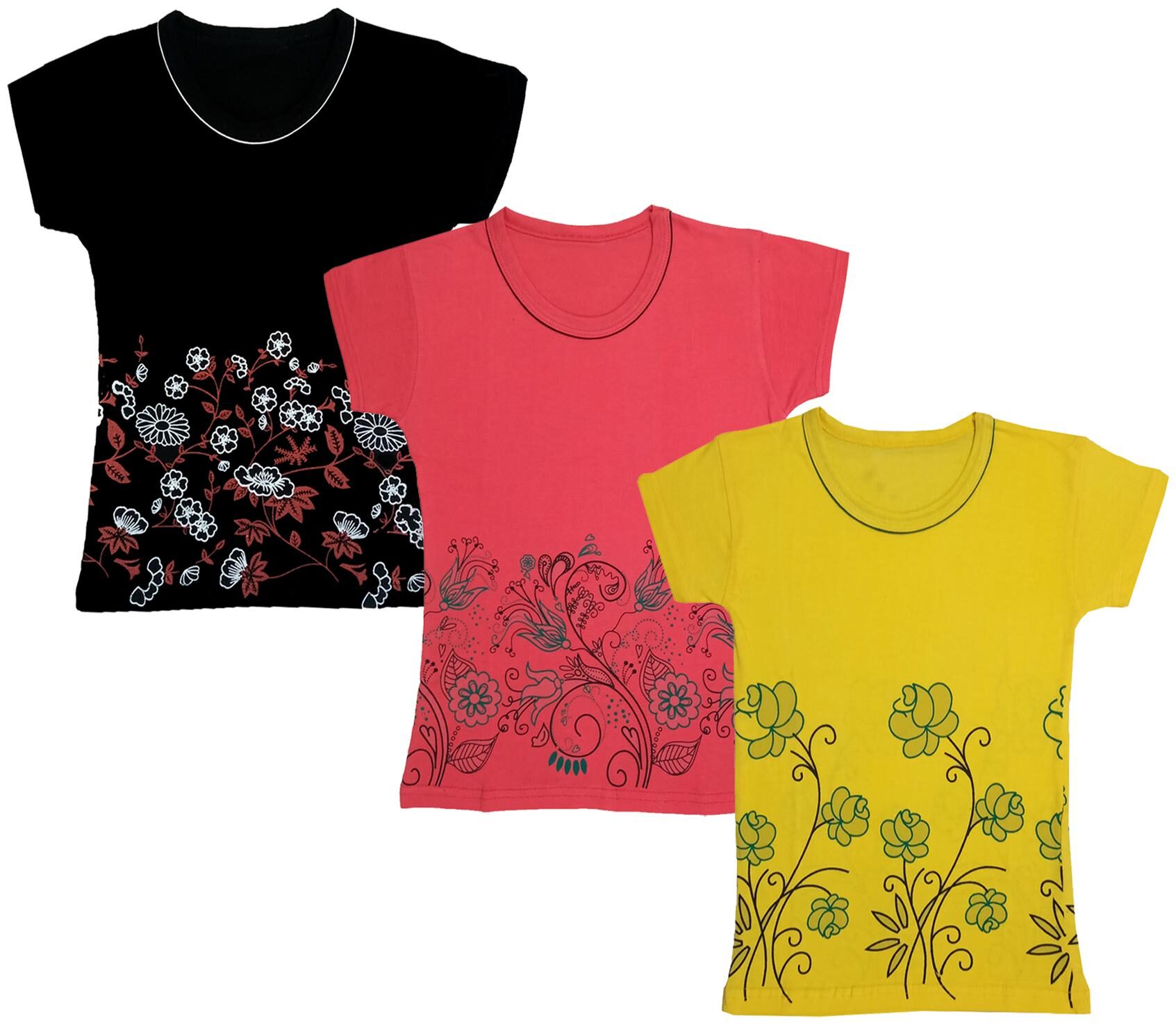 

Indiweaves Girl Cotton Printed T shirt - Multi
