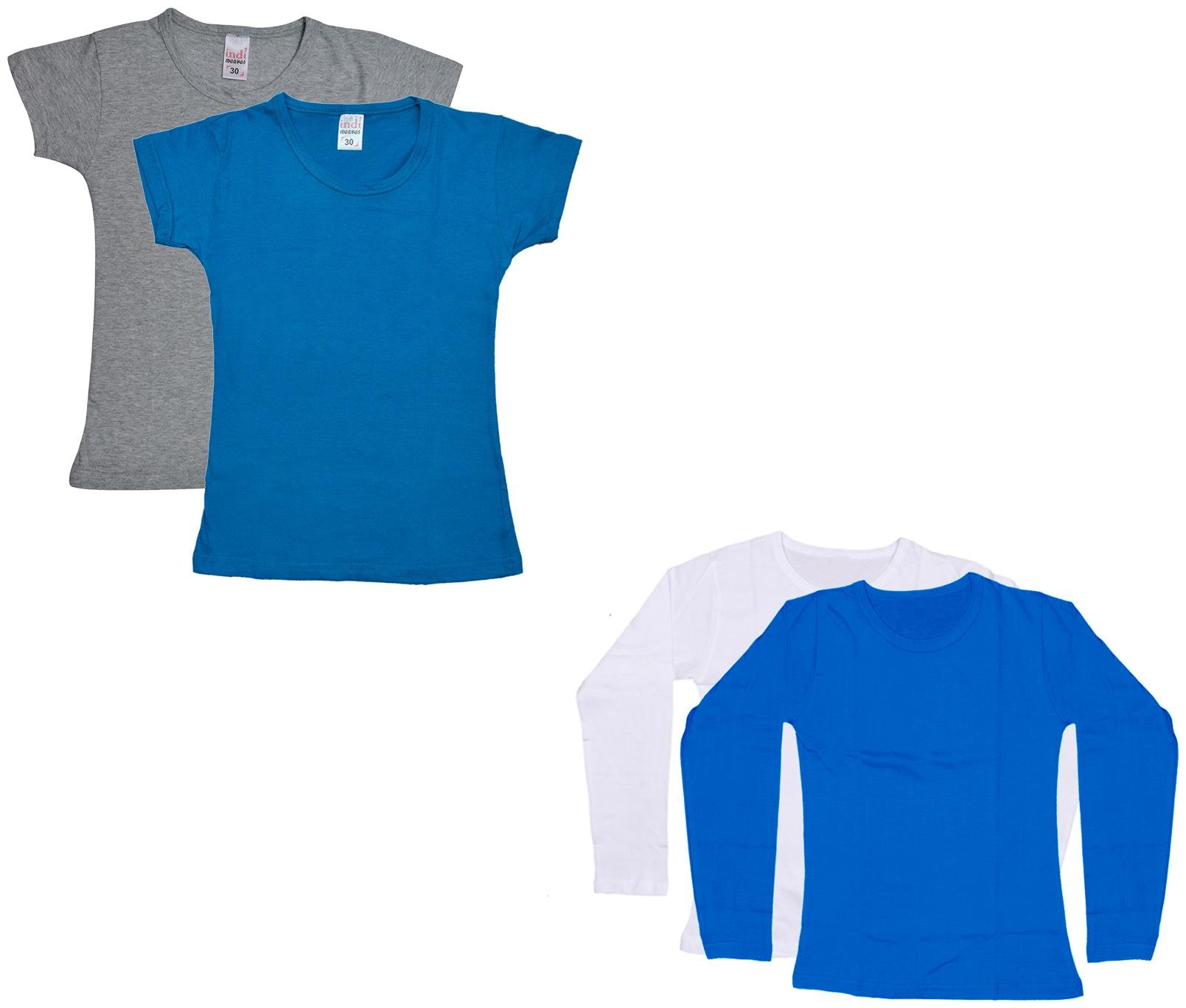 

Indiweaves Girl Cotton Solid T shirt - Multi
