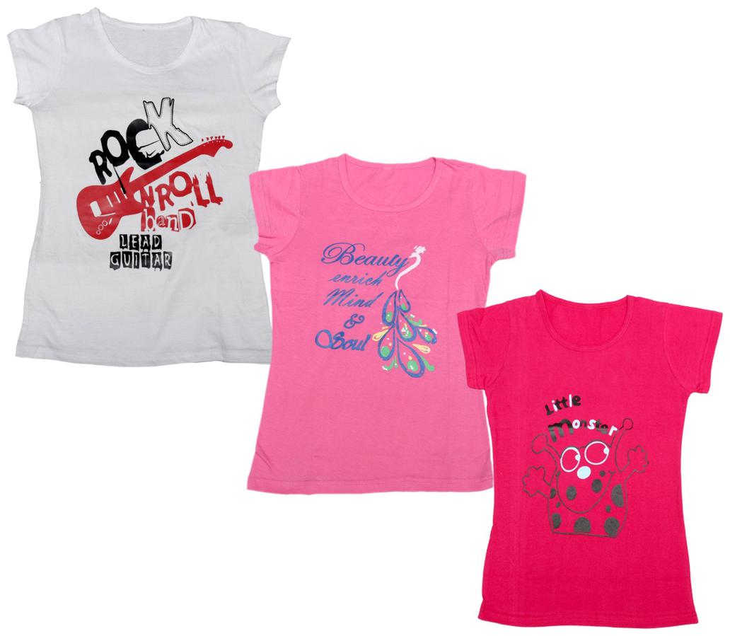 

Indiweaves Girl Cotton Printed T shirt - Multi