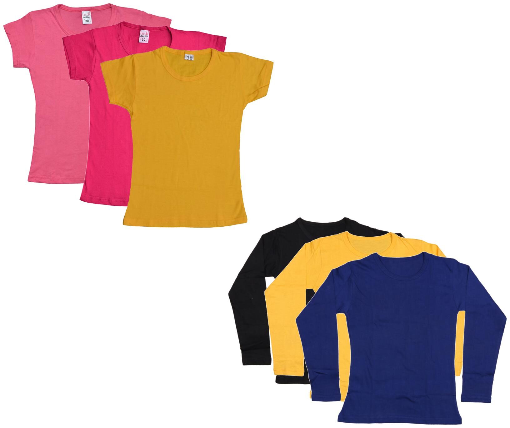 

Indiweaves Girl Cotton Solid T shirt - Multi