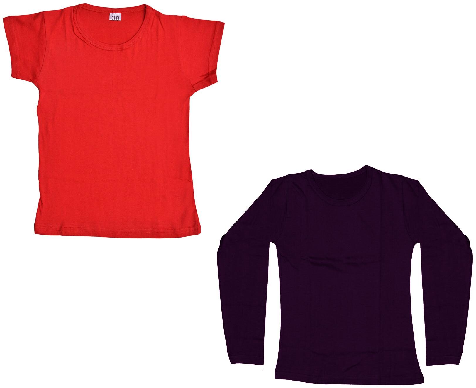 

Indiweaves Girl Cotton Solid T shirt - Purple