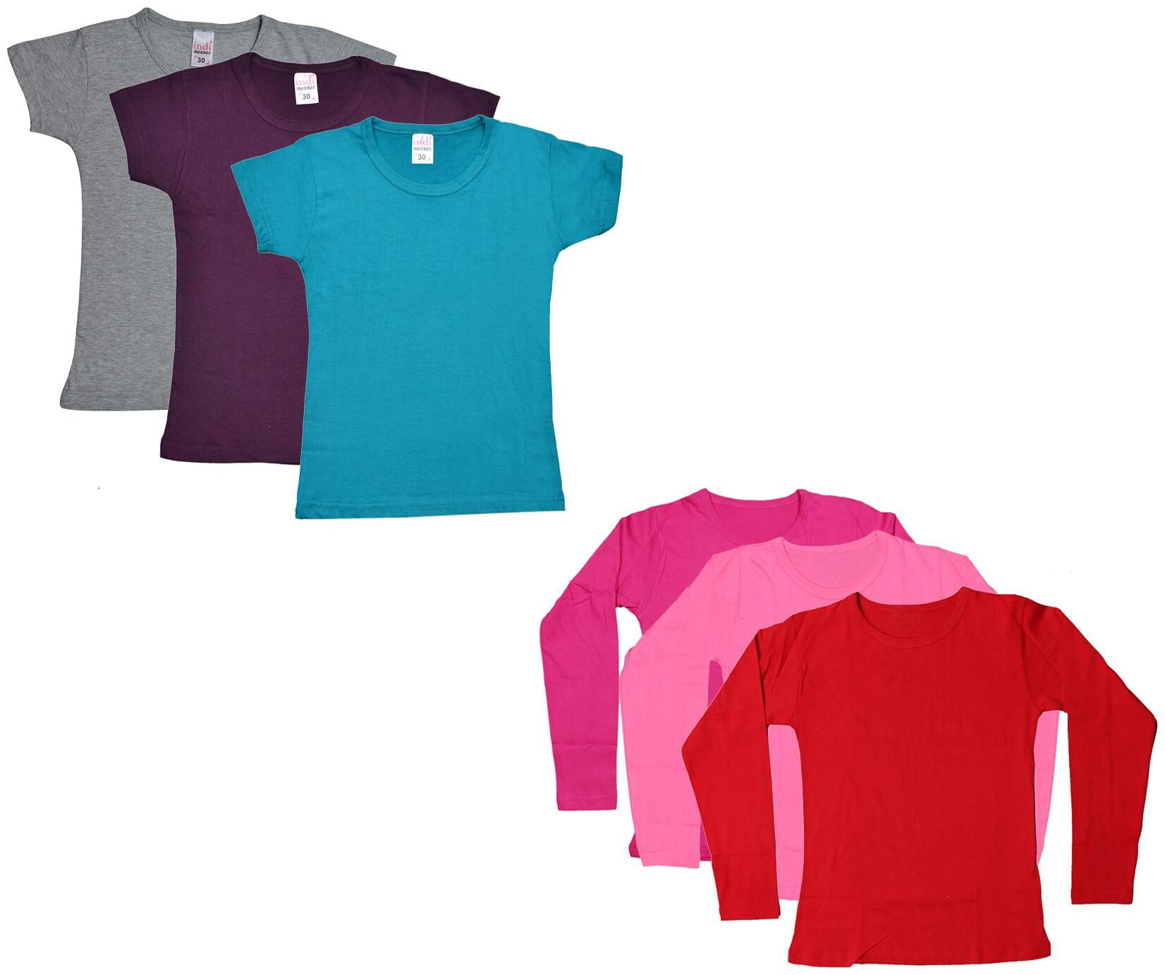 

Indiweaves Girl Cotton Solid T shirt - Multi