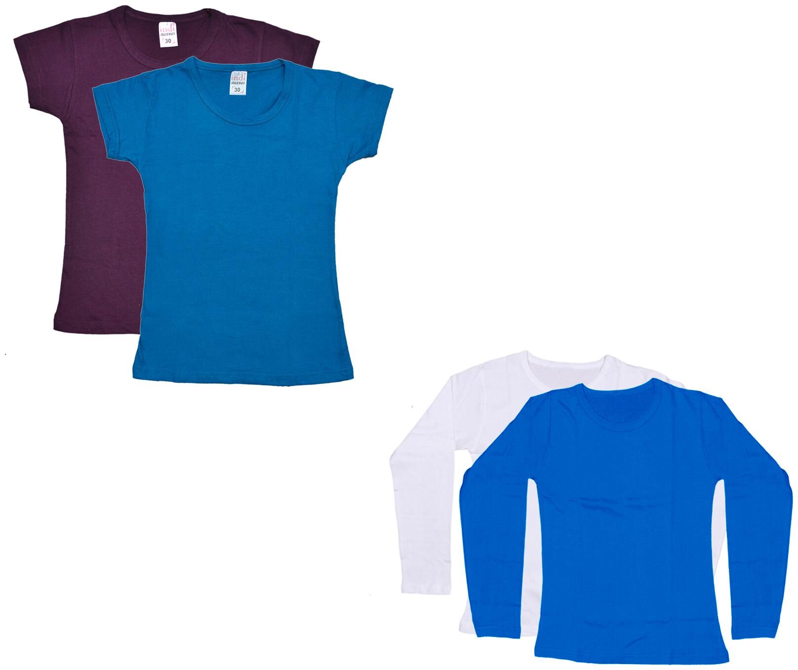 

Indiweaves Girl Cotton Solid T shirt - Multi